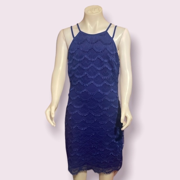 𝅺GUESS Purple/Blue Bodycon‎ Spaghetti Strap Dress Size 4 - Picture 1 of 9